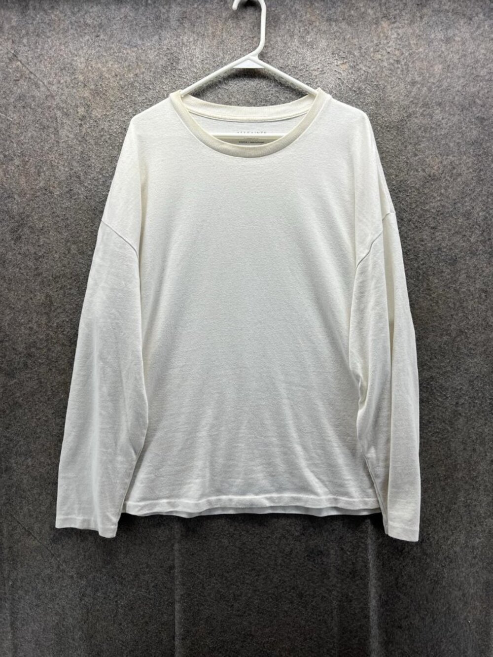 AllSaints Shirt Mens Medium White Long Sleeve Oversized Crewneck Tee Cotton